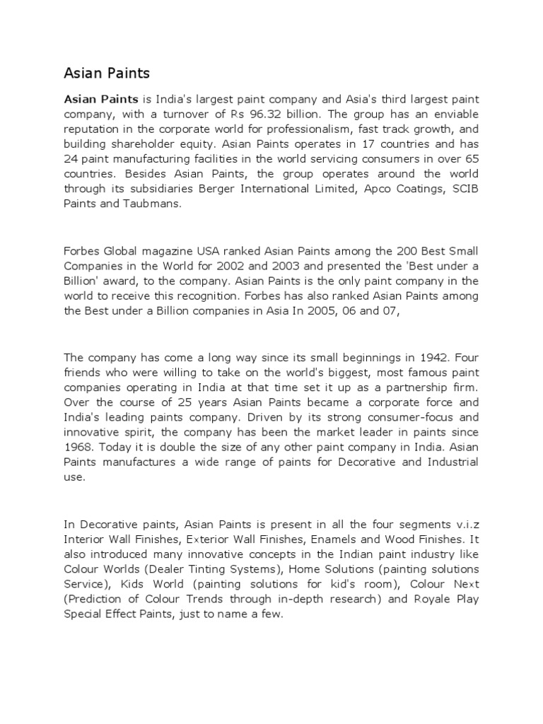 Asian Paints: Supply Chain Overview | PDF | Customer Relationship ...