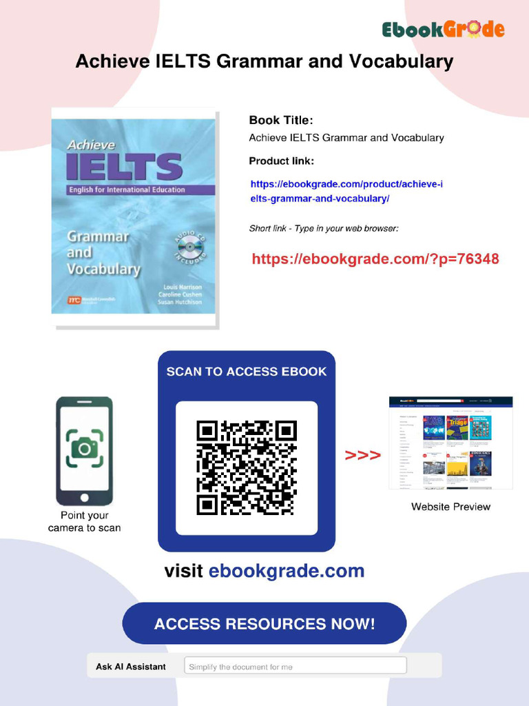 Achieve IELTS Grammar and Vocabulary Ebook PDF Download | PDF ...