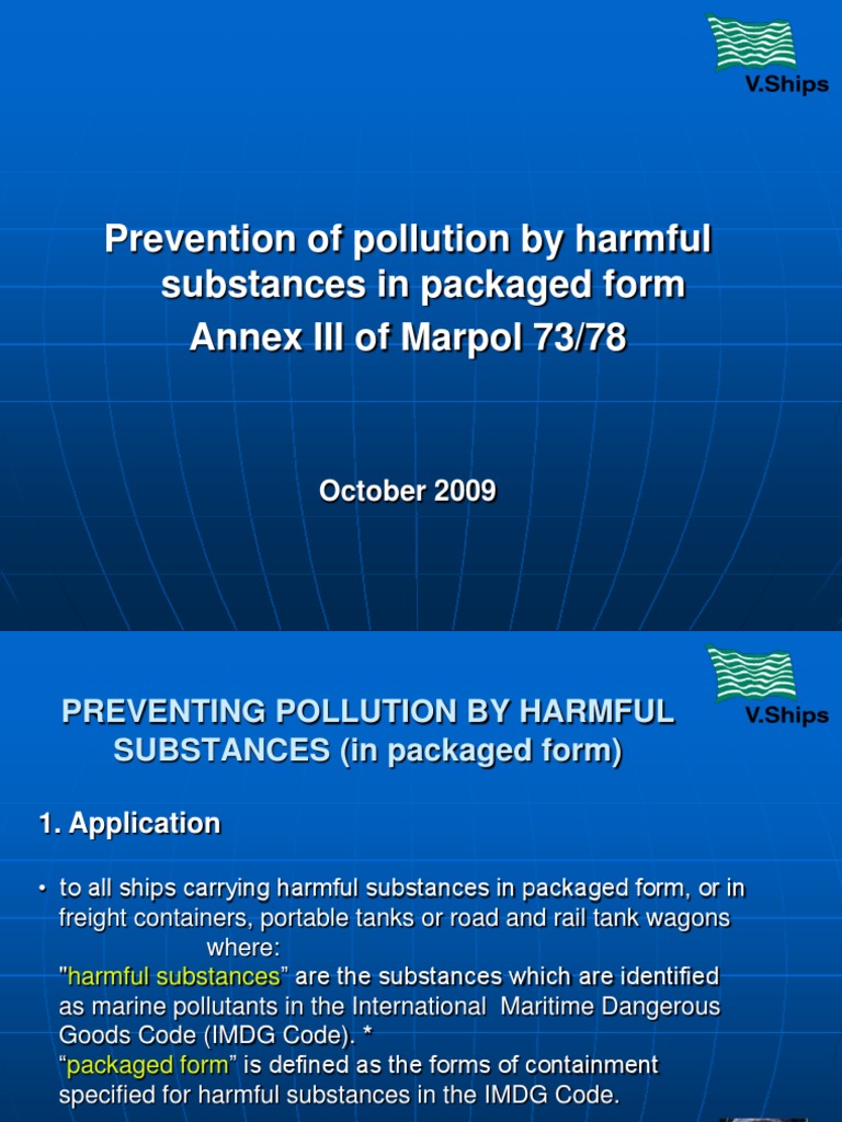 Prevention of Pollution by Harmful Substances in Packaged Form Annex ...