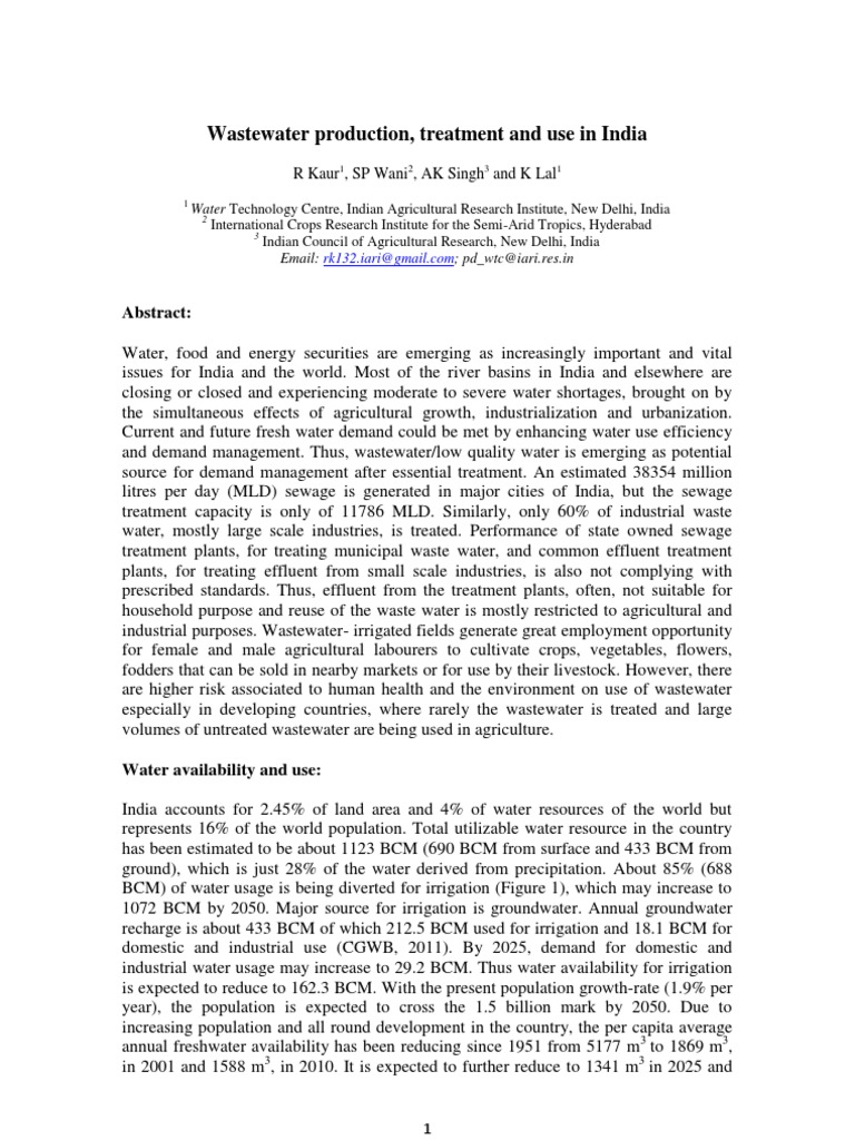 Wastewater Management in India: Challenges | PDF | Sewage Treatment ...