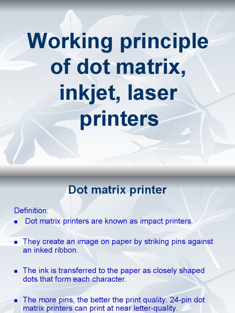 difference between laser printer and dot matrix printer