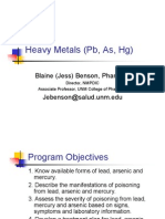 Heavy Metals (PB, As, HG) : Blaine (Jess) Benson, Pharm.D. Jebenson@salud - Unm.edu