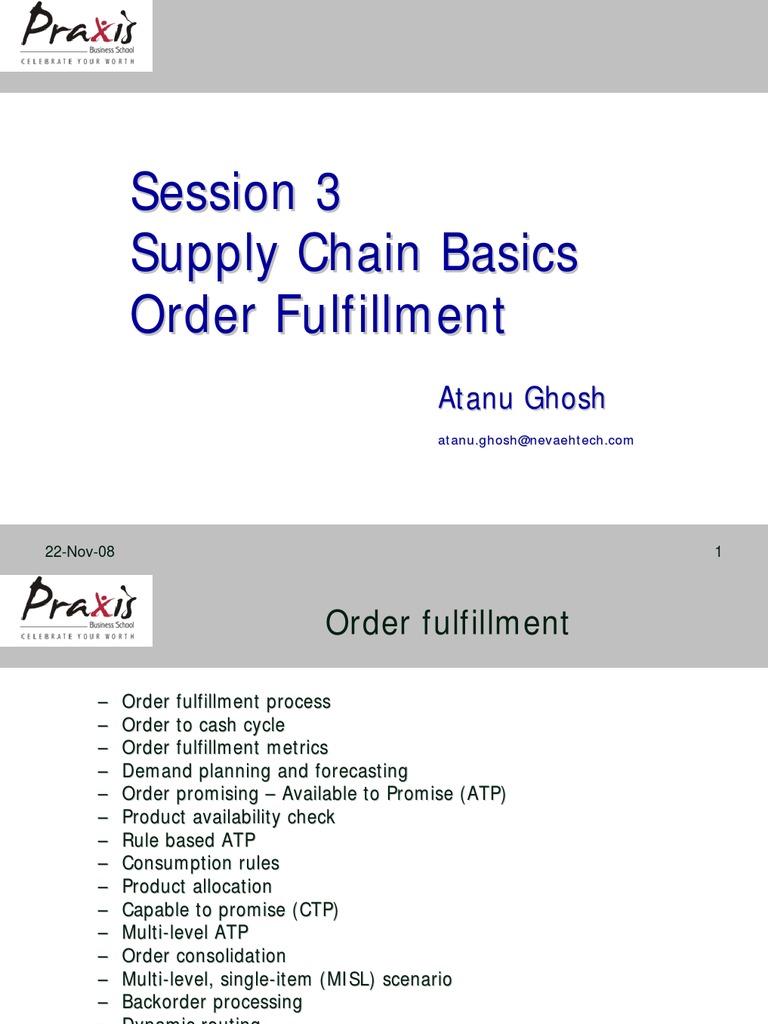 Supply Chain Basics Order Fulfilment | PDF | Forecasting | Production