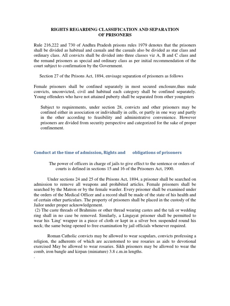 Prisoner Classification and Rights | PDF | Prison | Magistrate