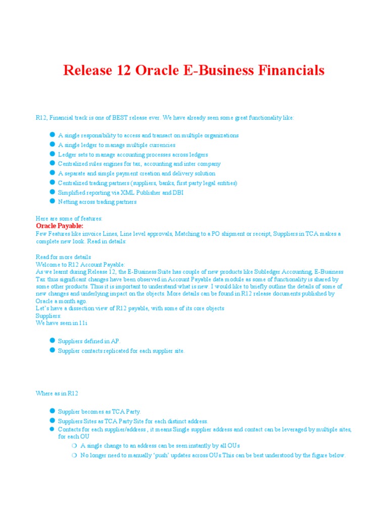 Understanding R12 in Oracle Financials | PDF | Accounts Payable ...