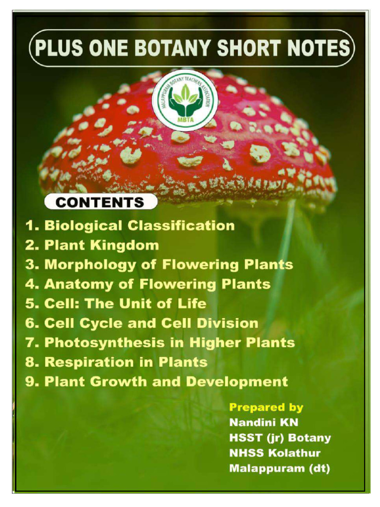 Plus One Botany Note. 2026 - 27 | PDF | Cell Wall | Bacteria