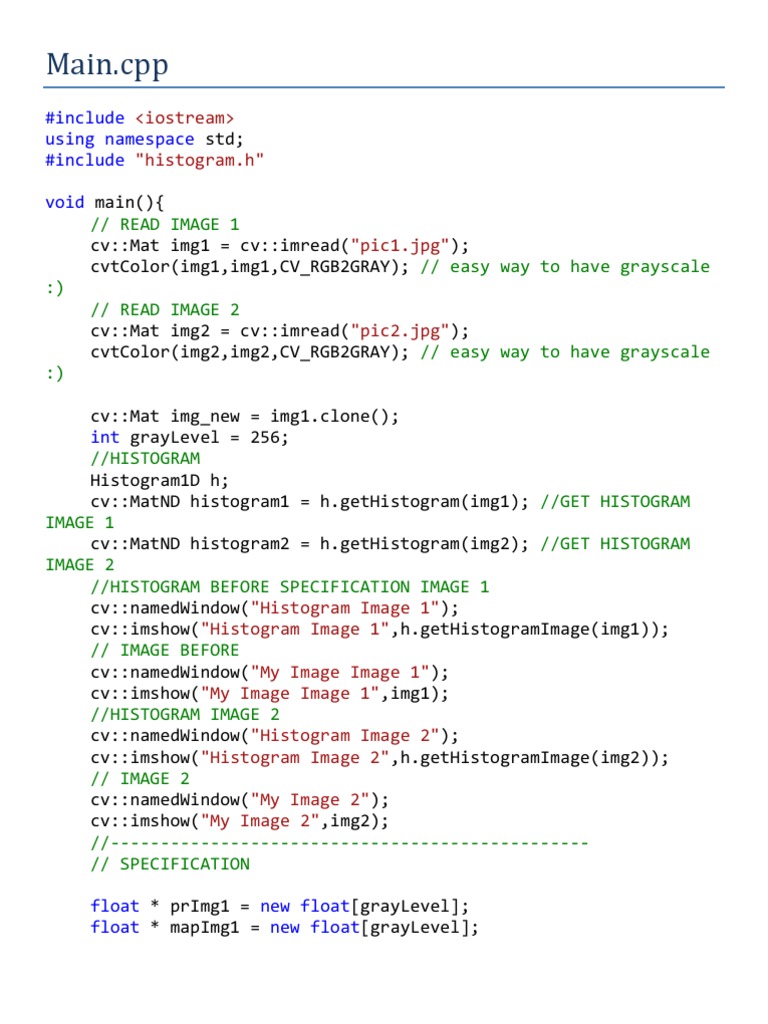 Grayscale Histogram Specification in C++ | PDF | Vision | Signal Processing