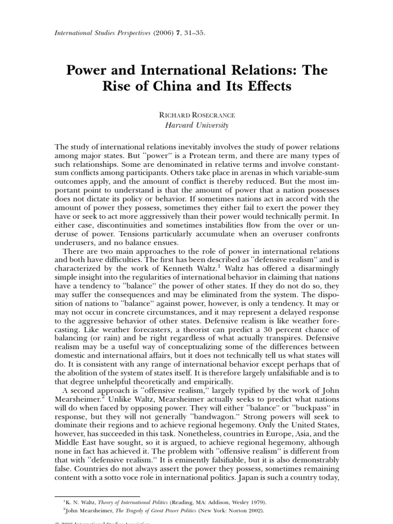 Power Dynamics in International Relations | PDF | Taiwan | China