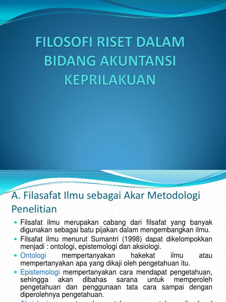 Akpri Filosofi Riset Dalam Bidang Akuntansi Keprilakuan