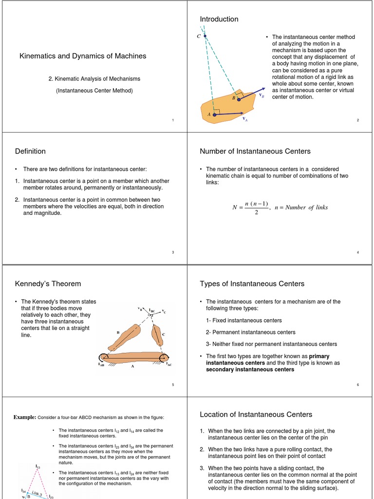 Instantaneous Center Method in Mechanisms | PDF | Kinematics | Rotation ...
