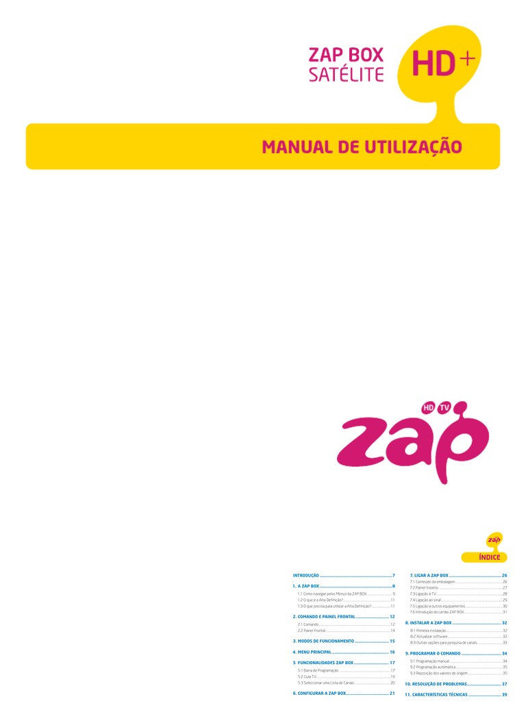 Manual de Utilização da ZAP Box | PDF | HDMI | Vídeo
