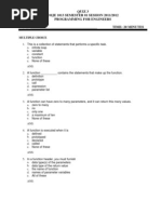 Quiz 3 SMJE 1013 SEMESTER 01 SESSION 2011/2012 Programming For Engineers NAME: - Time: 20 Minutes