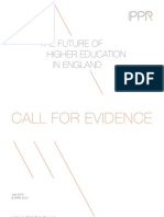 The future of higher education in England: Call for evidence 