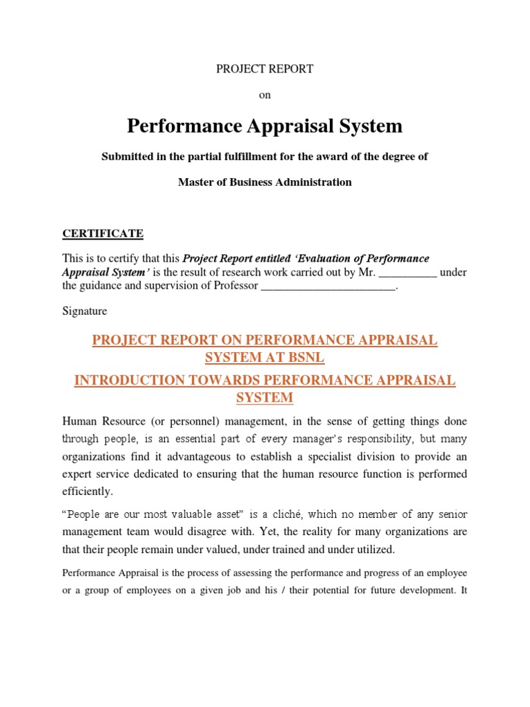 Performance Appraisal System at BSNL | PDF | Performance Appraisal ...