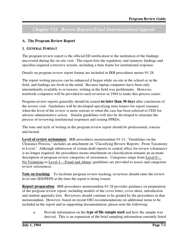 Program Review Report Guidelines | PDF