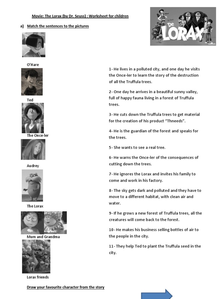The Lorax Worksheet | Nature | Fiction & Literature | Prueba gratuita