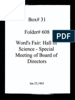 World's Fair: Hall of Science - Special Meeting of Board of Directors