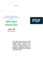 APFC 2012 Answer Key for UPSC Exam Held on 9/23/2012