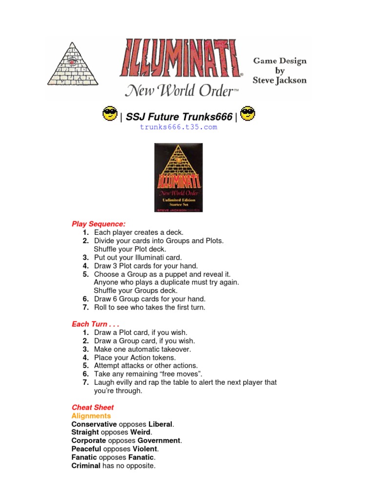 illuminati card game first edition Steve Jackson Games 1994 New World Order INWO Limited Collectible Booster Pack, 1 pack (15 pieces) : Toys & Games Cards Illuminati INWO | PDF