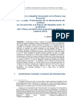 Reposición y Despido Incausado en La NLPT. A Propósito Del I Pleno Jurisdiccional Supremo Laboral 2012