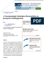 A Fenomenologia Ontológico-Hermenêutica