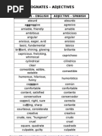 Cognates Adjetivos Inglés