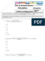 Lista de Trigonometria (Equações e Inequações) - 2