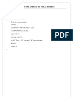 Program To Find Sum and Average of 3 Real Numbers