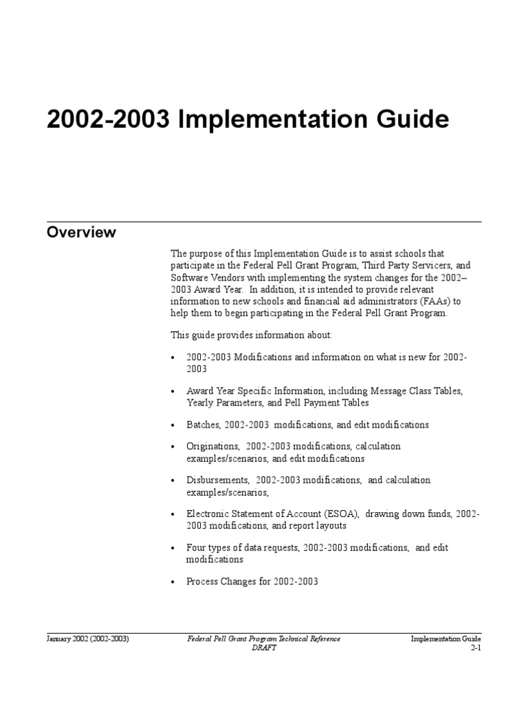 Description: Tags: 0203ImplementationGuide | PDF | Pell Grant | Computing