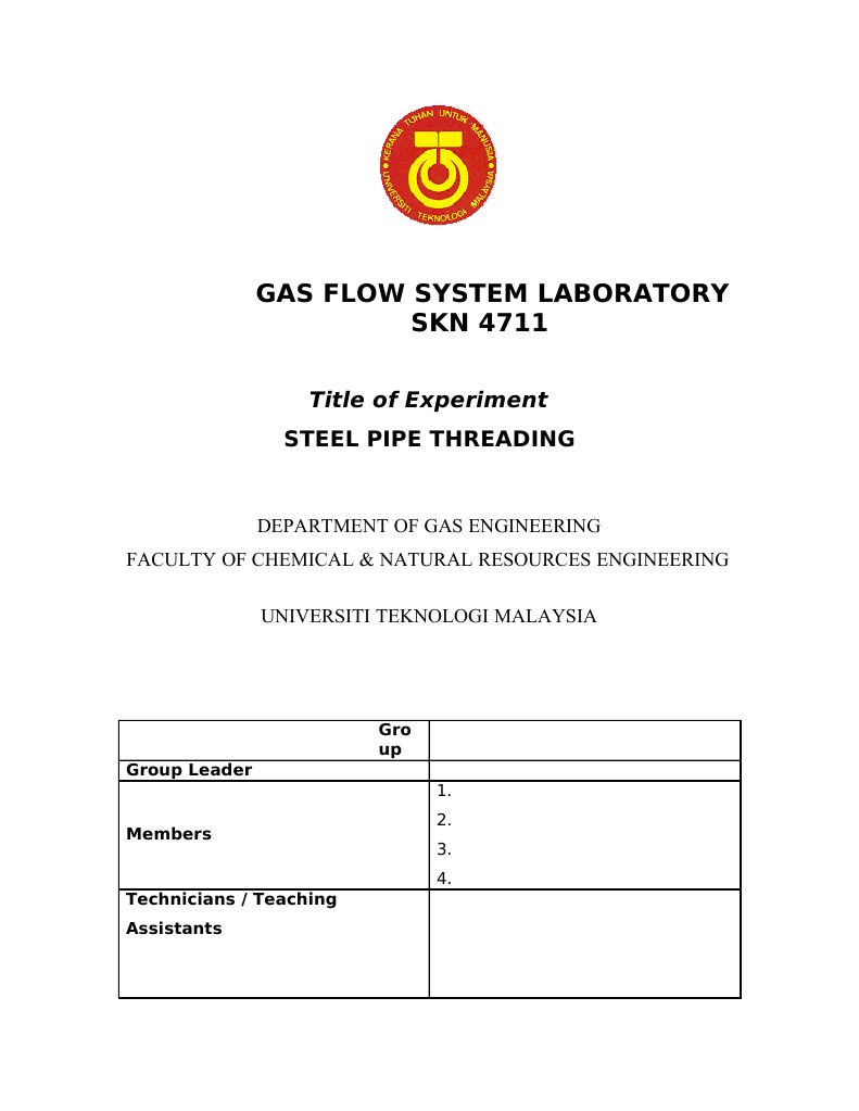 Steel Pipe Threading Lab Guide | PDF | Pipe (Fluid Conveyance) | Screw
