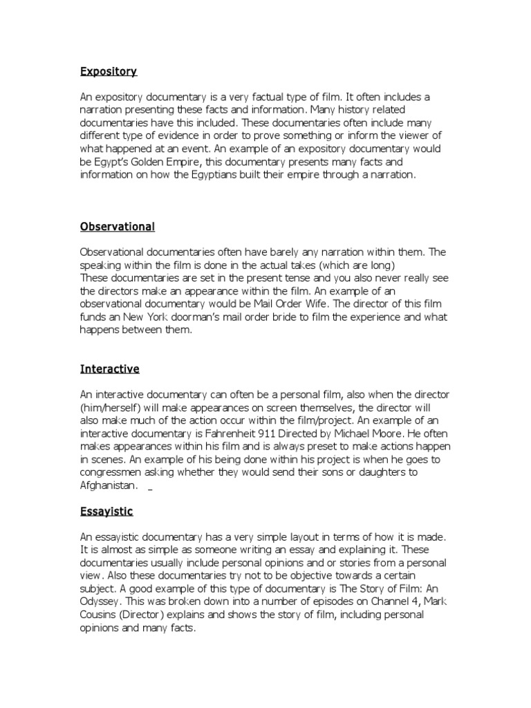 Different Types of Documenatries | PDF