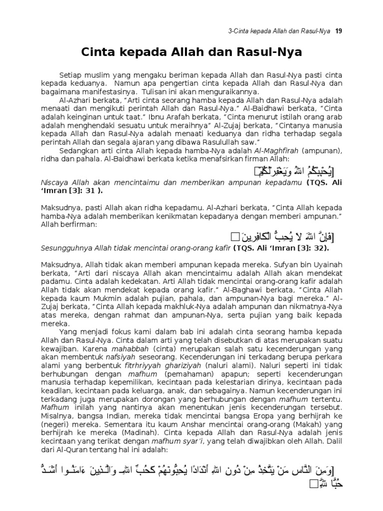 Cinta Kepada Allah Dan Rasul - OK | PDF