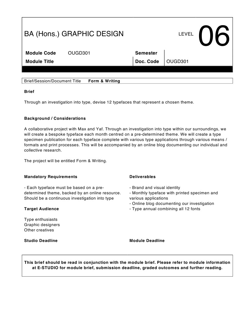 Typeface Design Project: Form & Writing | PDF | Art