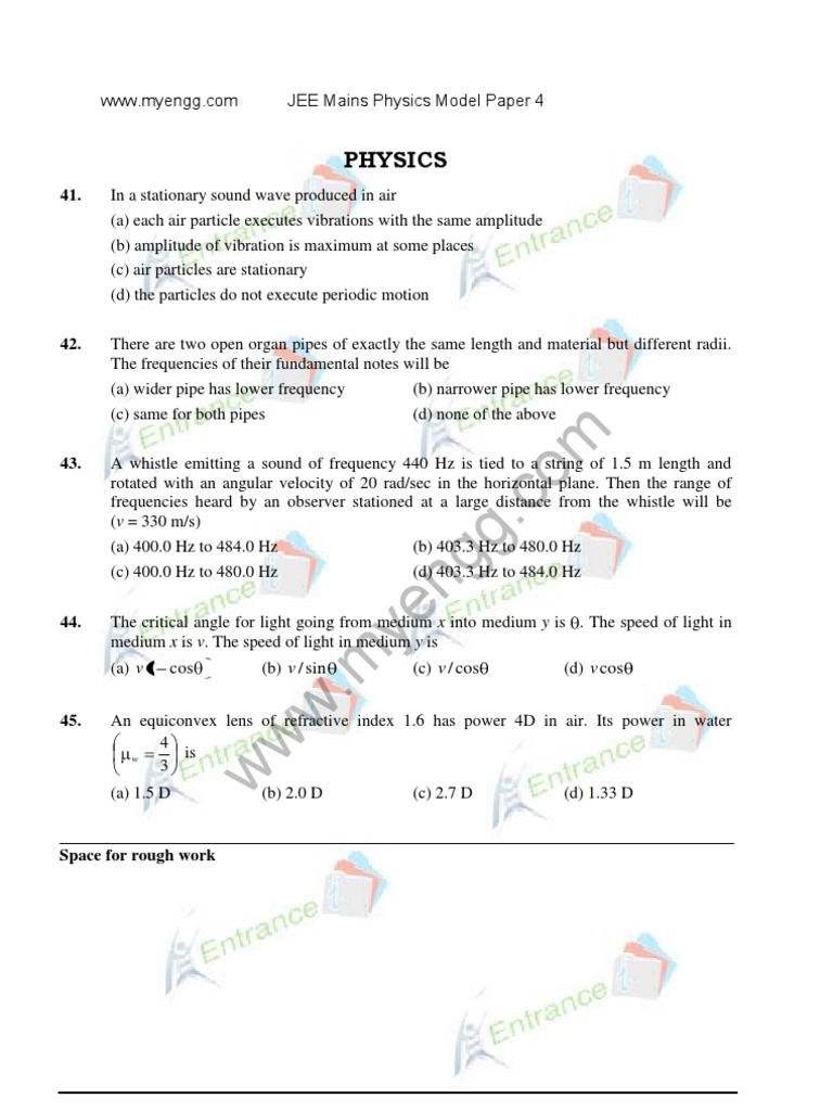 JEE Main Physics Model Paper 4 | PDF | Science & Mathematics