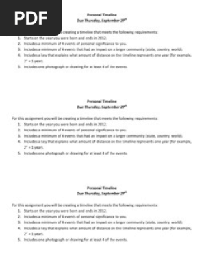 personal timeline homework