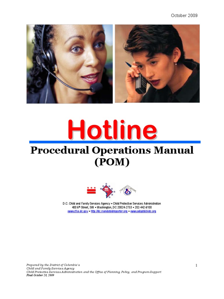 DC CFSA CPS Hotline Procedural Operations Manual (Oct 2009) Download