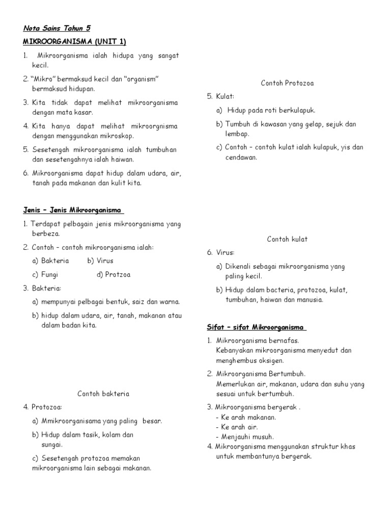 Nota Sains Tahun 5
