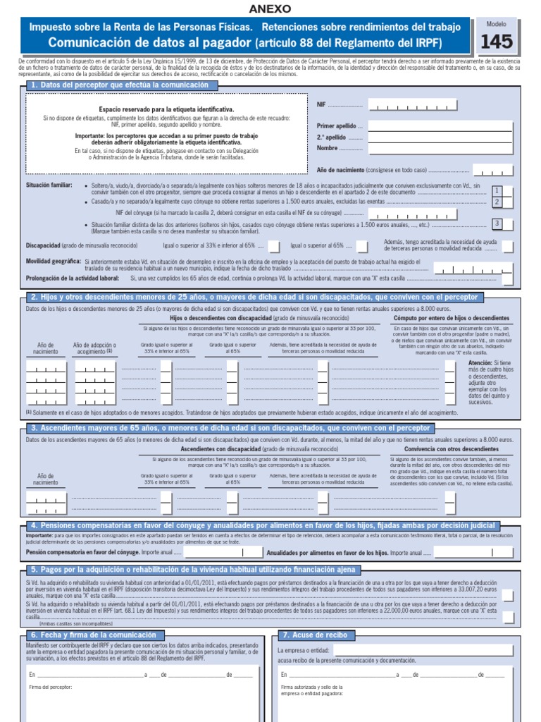 Modelo 145 | PDF | Invalidez | Gobierno