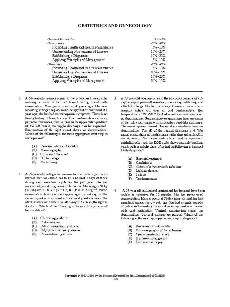Obstetrics and Gyn Outline - NBME | PDF | Menstruation | Pregnancy