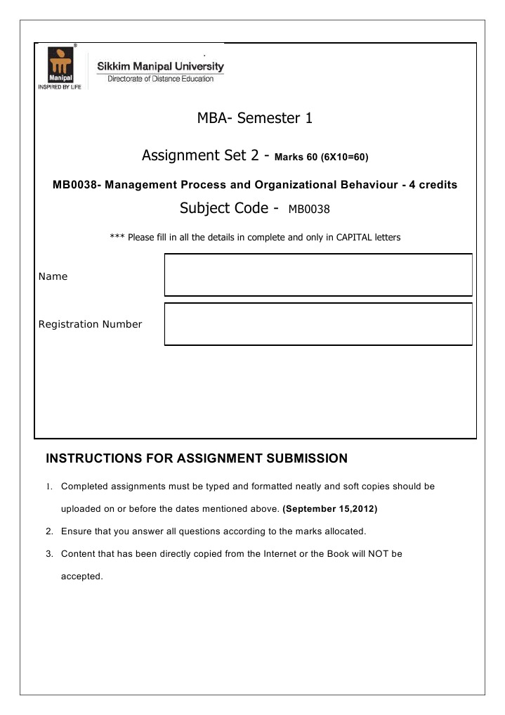 MBA Assignment Submission Guidelines | PDF