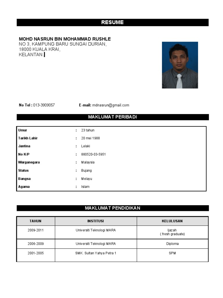 Contoh Resume Bahasa Melayu | PDF