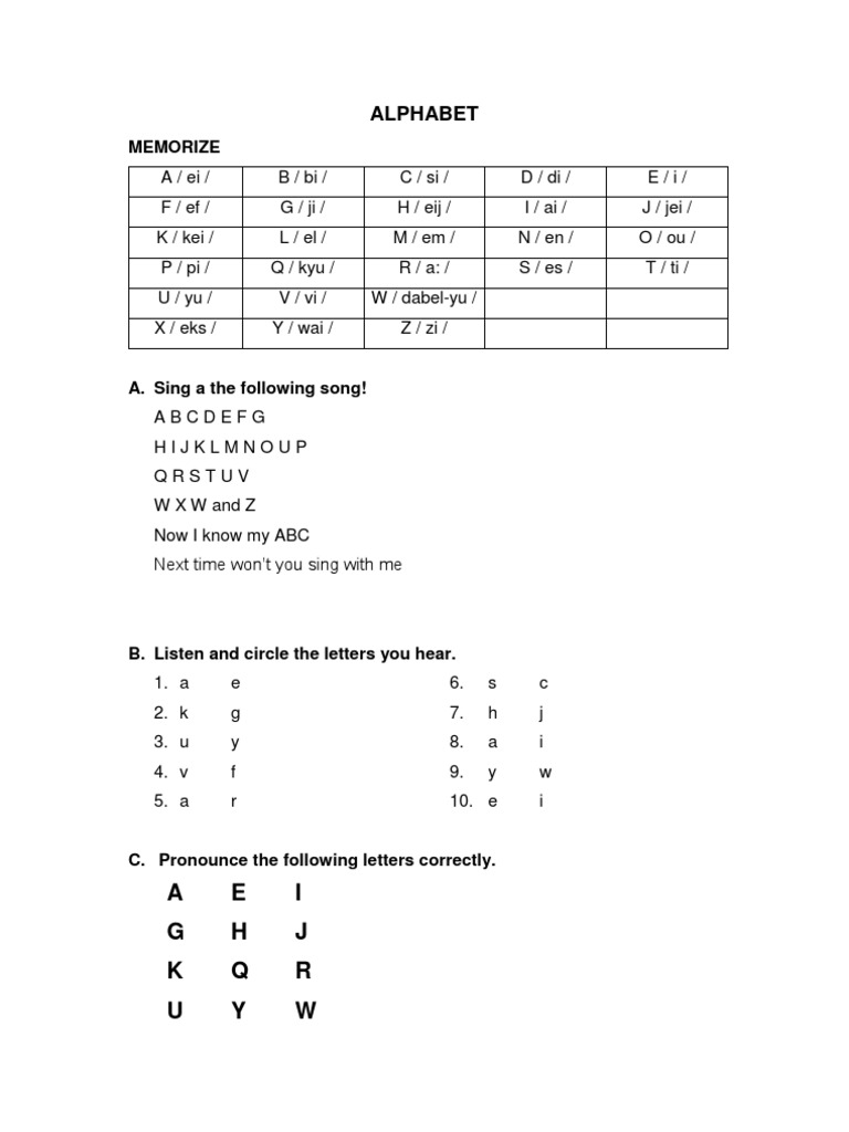 Alphabet Memorization Guide | PDF