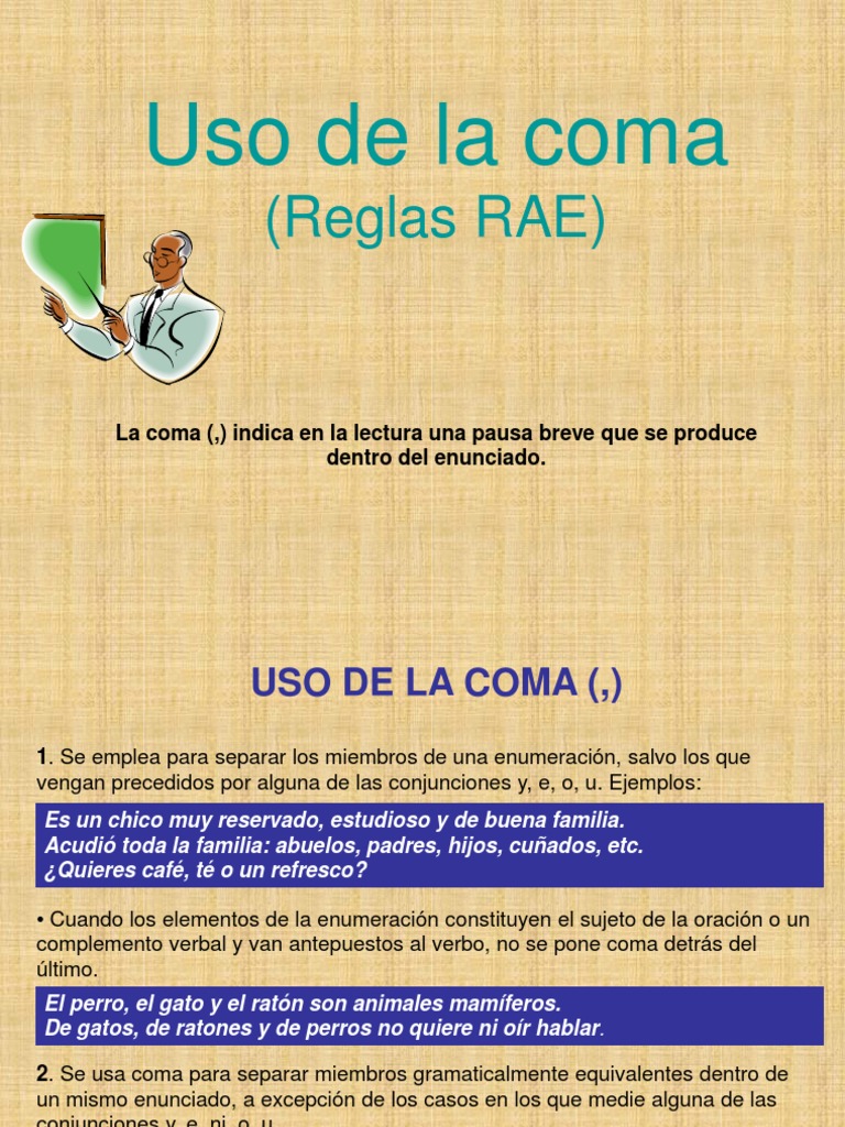 Reglas del uso de la coma | PDF | Coma | Mecánica del lenguaje