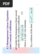 4.3 Homogeneous Linear Equations With Constant Coefficients