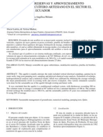 Evaluación de Reservas y Aprovechamiento Sostenible Del Acuífero Artesiano en El Sector El Condado - Quito, Ecuador