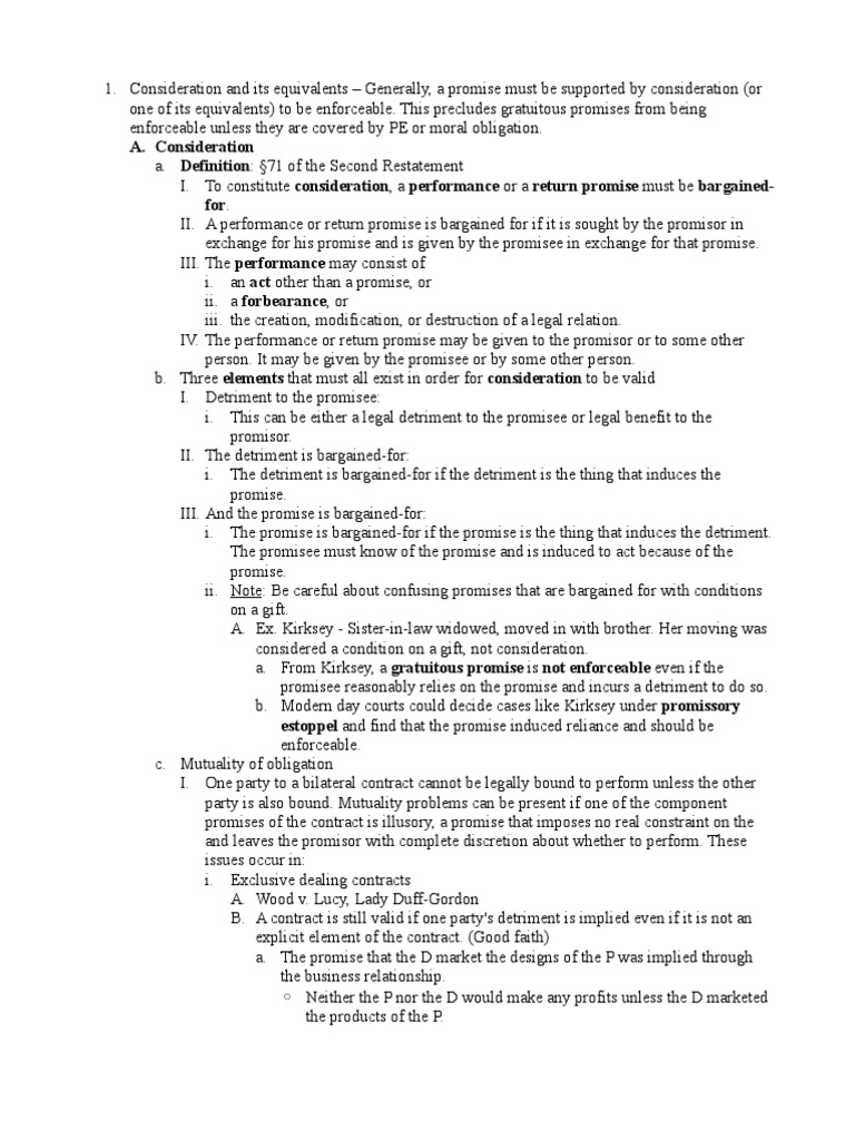 Understanding Consideration in Contracts | PDF | Consideration | Legal ...