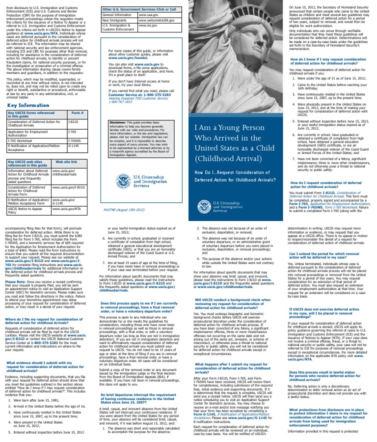 DACA Application Process Guide | PDF | Deferred Action For Childhood ...