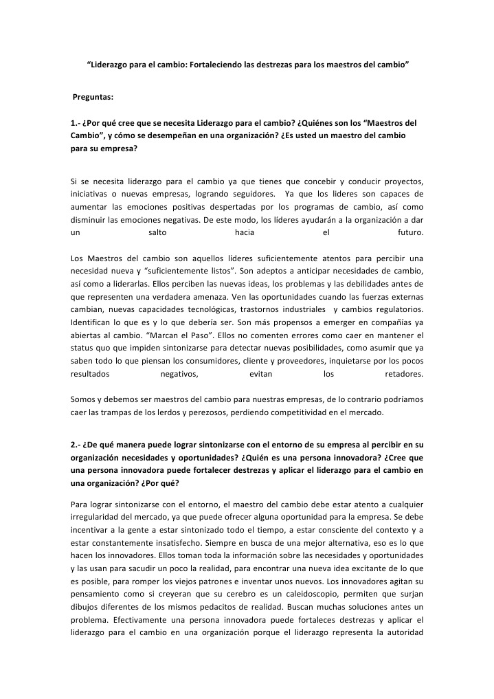 Liderazgo para el Cambio en Educación | PDF | Comportamiento ...