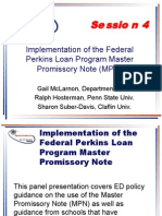 Implementation of The Federal Perkins Loan Program Master Promissory Note (MPN)