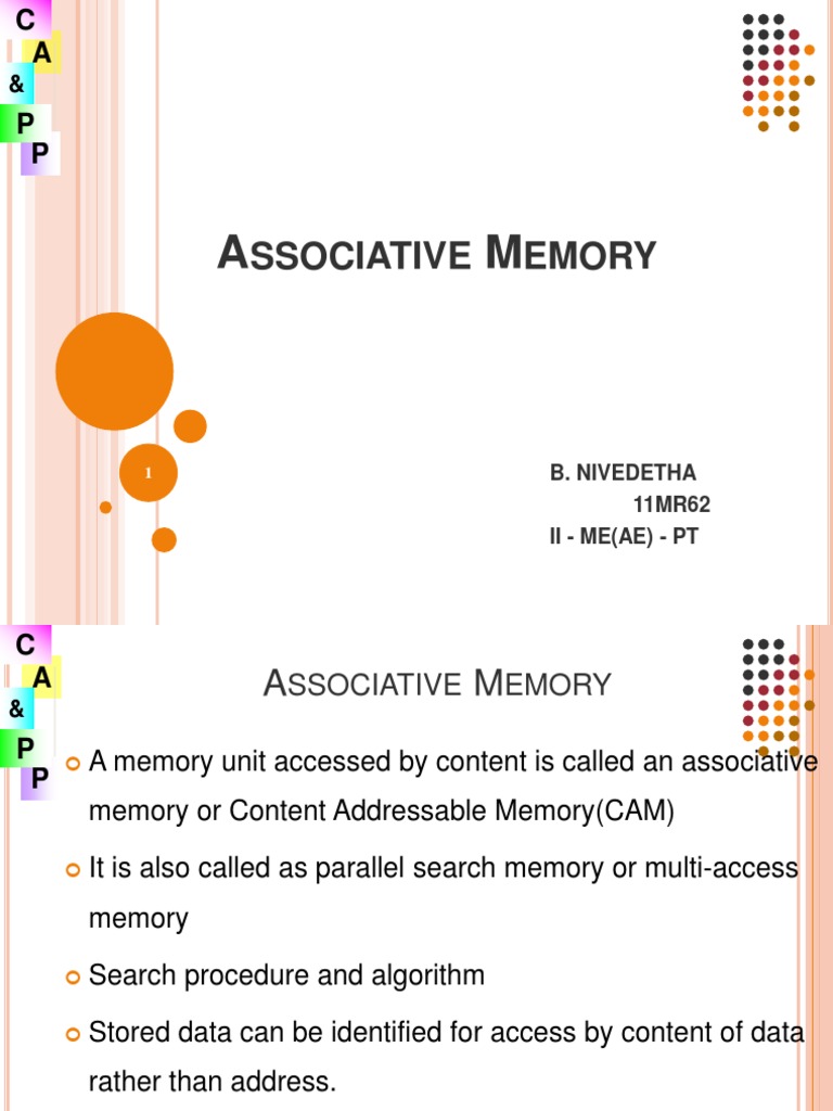 Associative Memory PDF Computer Data Storage Computer Data